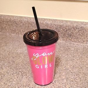 Tumbler with lid and straw